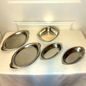 Set of 5 Metal Serving Trays, Unbranded not Stamped
